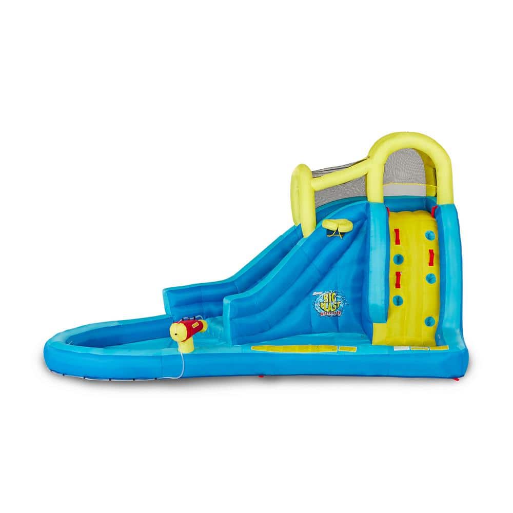 Big Blast Blue and Yellow PVC Inflatable Water Park with Slide and Cannon