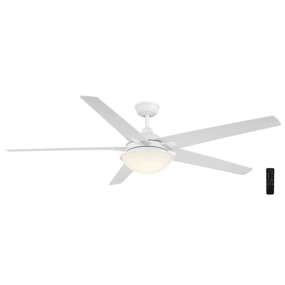 Hampton Bay Belvoy 70 in. Integrated LED Indoor Matte White Ceiling Fan with Light and Remote Control