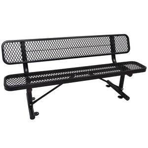 Black 6 ft. Outdoor Metal Glider Steel Bench with Backrest