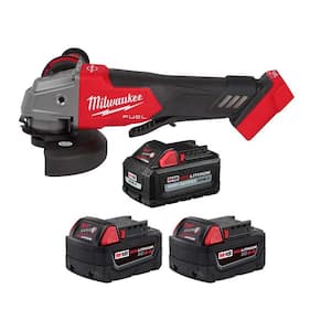 M18 FUEL 18V Lith-Ion Brushless Cordless 4-1/2 in./5 in. Grinder w/(1) High Output 6.0Ah Battery & (2) 5.0Ah Battery