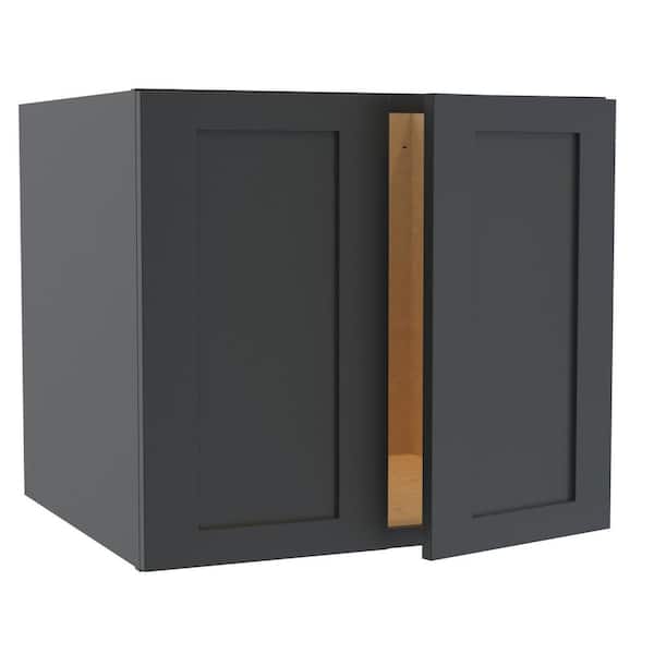 Home Decorators Collection Newport 27 in. W x 24 in. D x 24 in. H Assembled Plywood Wall Bridge Kitchen Cabinet in Deep Onyx with Soft Close
