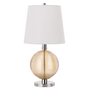 28 in. Nickel Metal Table Lamp with White Empire Shade