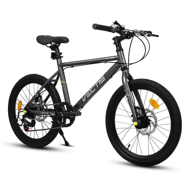 20 in. Black Steel Mountain Kids Bike with 7-Speed and Dual Disc Brakes