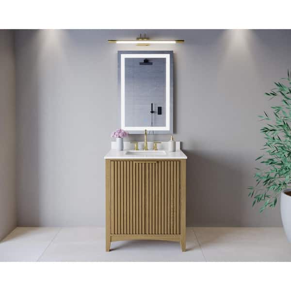 Palmilla 30 in. Single Freestanding Natural Oak Bath Vanity with White Quartz Top Assembled