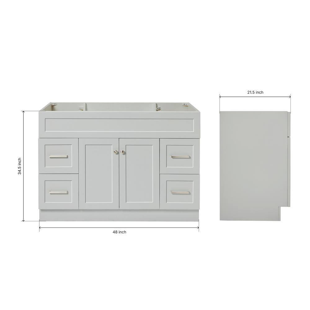 Hamlet 48" Gray Single Freestanding Vanity Cabinet with Nickel Hardware