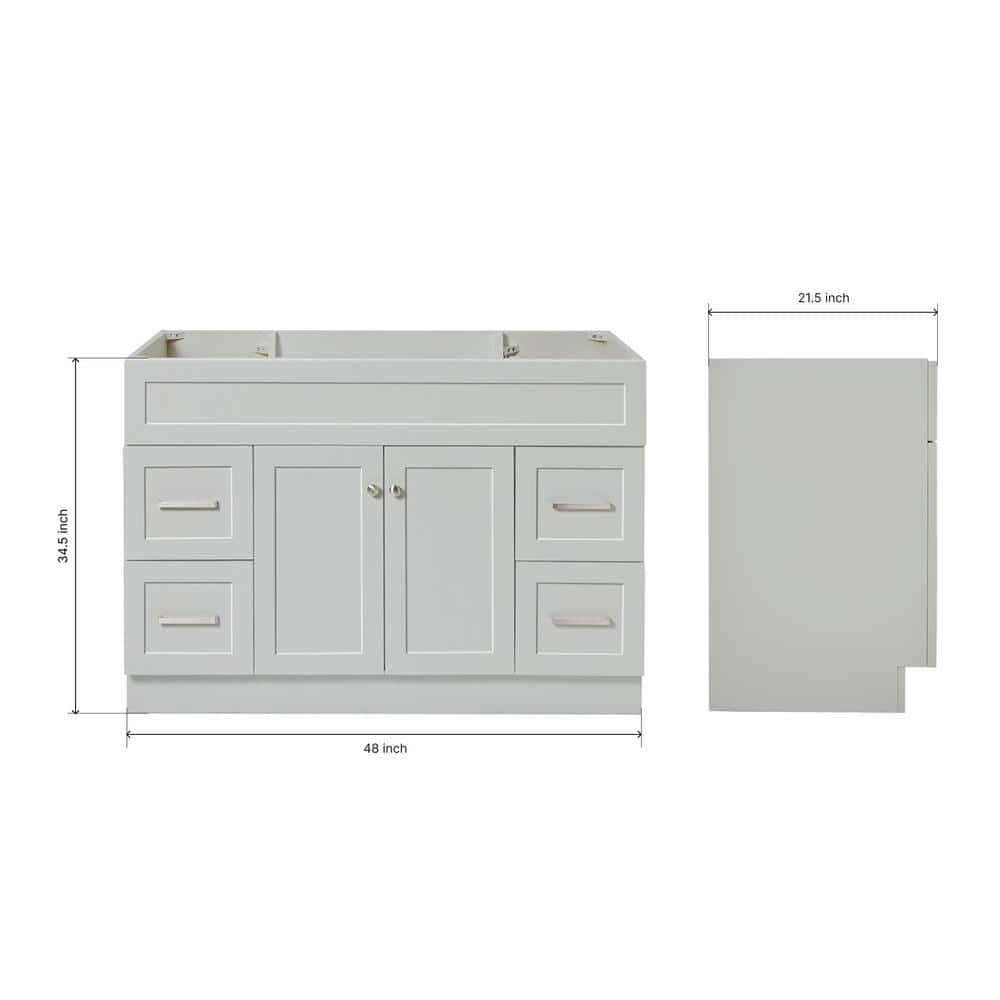 Hamlet 48" Gray Freestanding Vanity Cabinet with Nickel Hardware