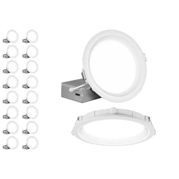 REL-R Round Regressed 6 in. White Selectable IC-Rated Integrated LED Recessed Downlight Trim Kit, 16-Pack