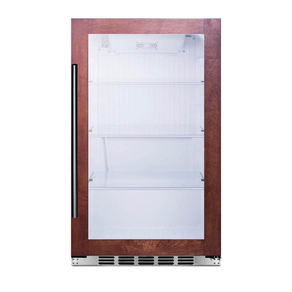 Summit Appliance 19 in. 3.1 cu. ft. Outdoor Refrigerator with Glass Door, Glass door with panel-ready trim and black cabinet