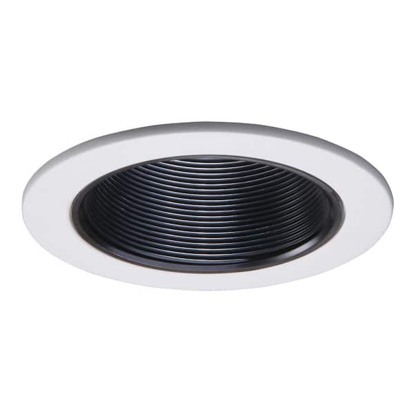 HALO 4 in. White Recessed Ceiling Light Trim with Black Coilex Baffle