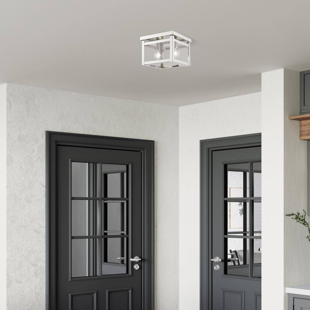 Milford Transitional Clear Glass Dual LED Ceiling Light in Brushed Nickel