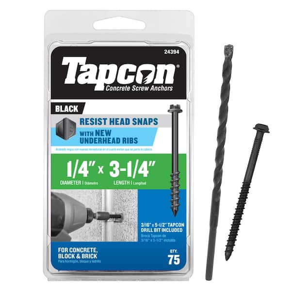 1/4 in. x 3-1/4 in. Hex-Washer-Head Black Concrete Anchors (75-Pack)
