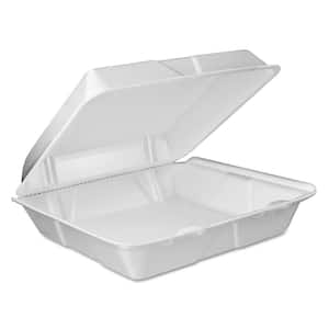 White Foam Containers with Hinged Lids, Vented Lid, 9 x 9.4 x 3 (200-Pack)