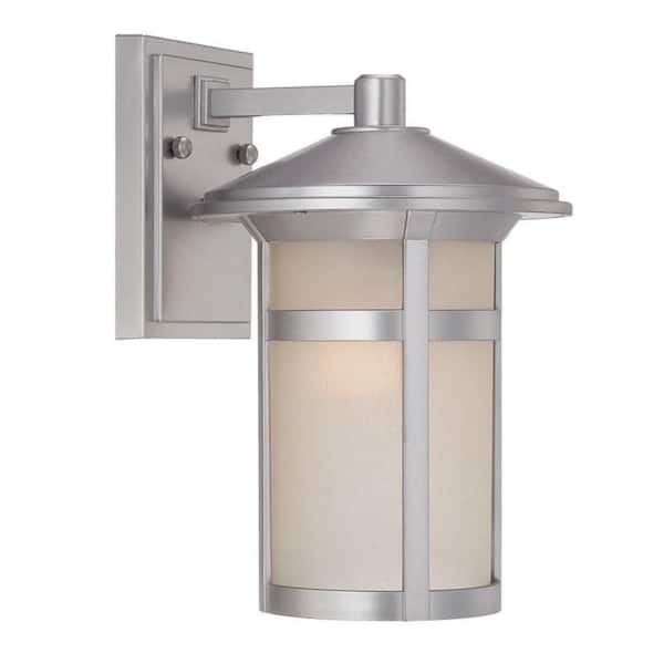 12.13 in. Silver Outdoor Hardwired Sconce with No Bulbs Included