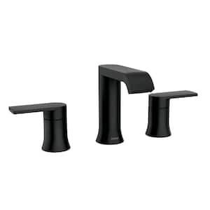 Genta 8 in. Widespread Double Handle Bathroom Faucet with Drain Kit Included in Matte Black (Valve Included)