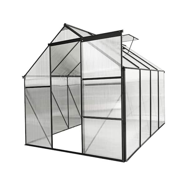 Siavonce 6 ft. x 8 ft. Greenhouse Shed Raised Base and Anchor Aluminum Heavy-Duty Walk-In Greenhouses for Outdoor, 48 sq. ft.