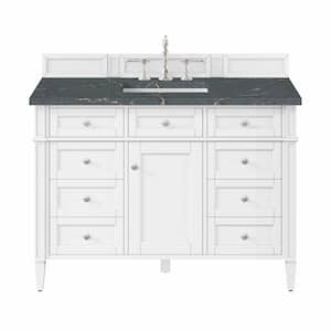 Brittany 48.0 in. W x 23.5 in. D x 34.0 in. H Single Bathroom Vanity in Bright White with Parisien Bleu Quartz Top