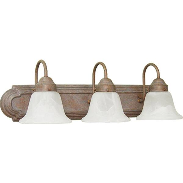 Volume Lighting Marti 3-Light Indoor Prairie Rock Bath or Vanity Light Wall Mount or Wall Sconce with Alabaster Glass Bell Shades