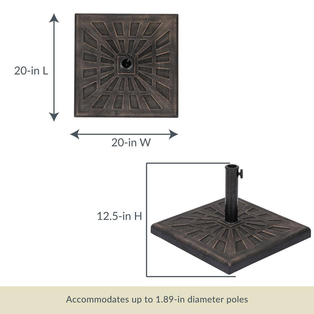 Bronze Square Resin Outdoor Umbrella Base with Textured Finish