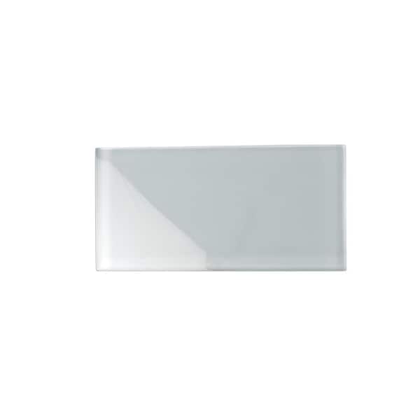 Apollo Tile Aura Gray 3 in. x 6 in. Polished Glass Mosaic Tile Sample (0.12 sq. ft./Piece)