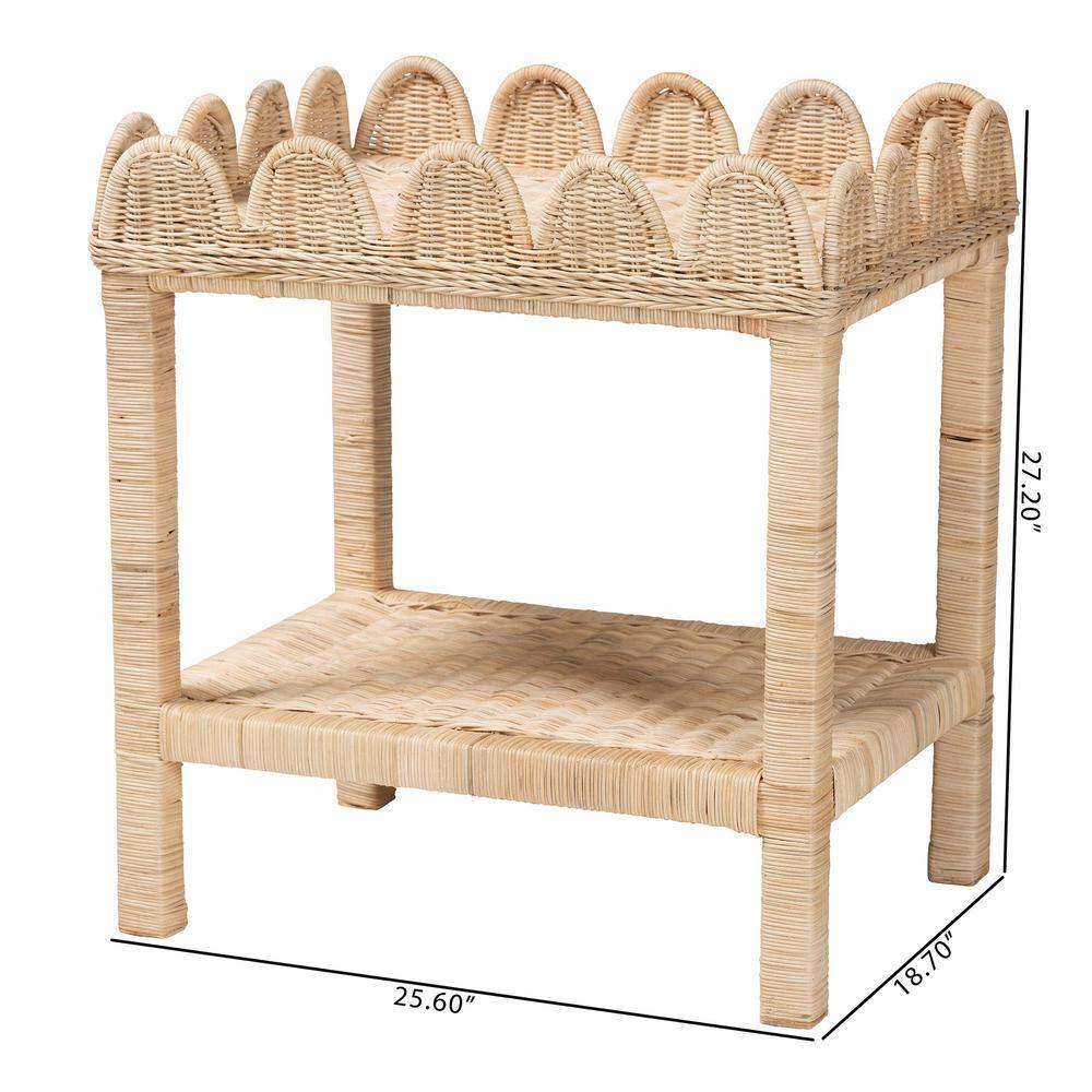 Sumana 25.6 in. Natural Rectangle Wicker Rattan End Table - thumbnail 7