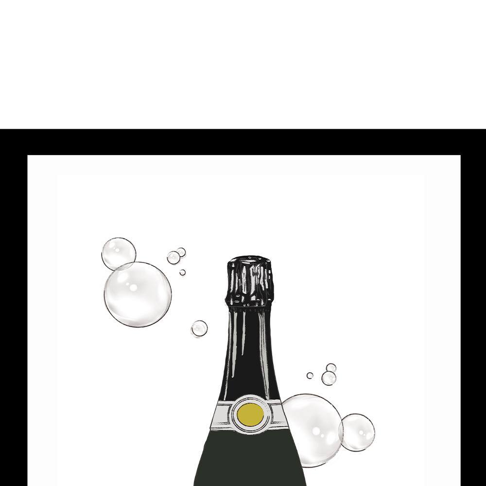 Black Framed Abstract Champagne Bottle Print for Kids