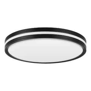 Ashburrow 15 in. Light Matte Black Adjustable CCT Integrated LED Ceiling Flush Mount Fixture with Night Light