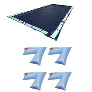 18 ft. x 36 ft. Rectangular In Ground Pool Winter Cover Plus Corner Water Tube Cover Weights (4-Pack)
