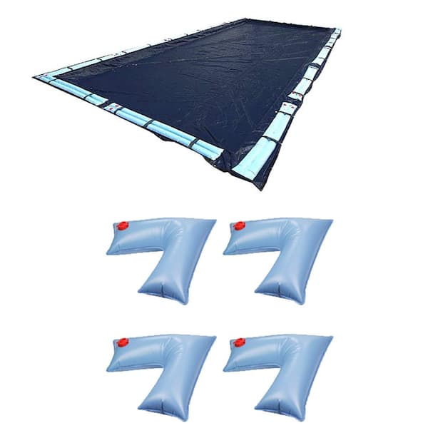 Swimline 25 ft. x 45 ft. Rectangular Above Ground Pool Winter Cover Plus Corner Water Tube Cover Weights (4-Pack)