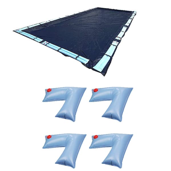 Swimline 20 ft. x 40 ft. Rectangle In Ground Pool Winter Pool Cover Plus 4-Pack of Corner Water Tube Cover Weights