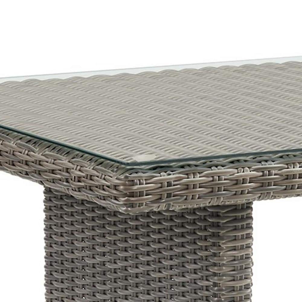 Gray Wicker 3-Piece Outdoor Dining Set with Glass Top Table