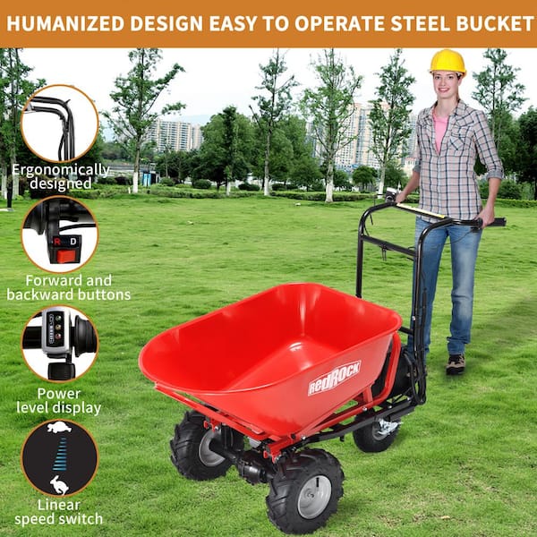 Unbranded 6 cu.ft. Steel Outdoor Garden Cart Electric Cart Capacity 500 lbs Materials Utility Hauler 1000 lbs Towing