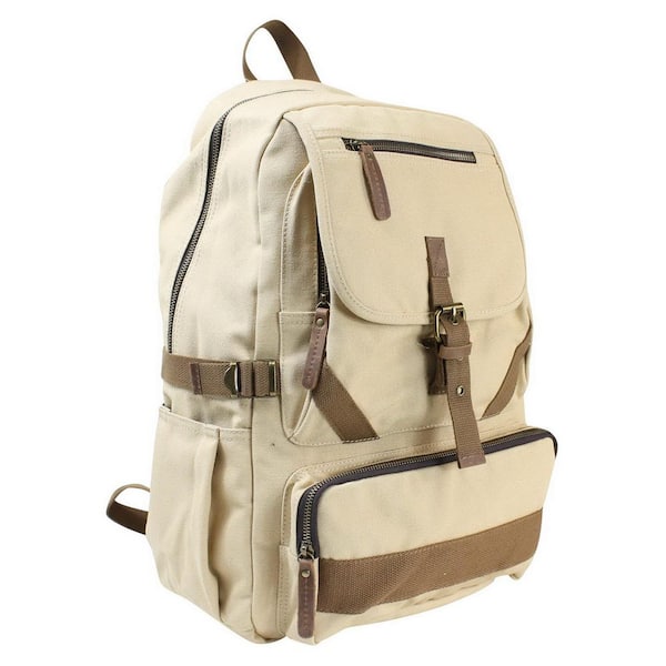 19 in. H Khaki Mountain Hiking Sport Canvas Backpack