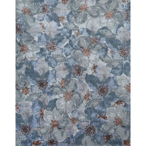 8 ft. x 10 ft. Blue Abstract Hand Knotted Area Rug