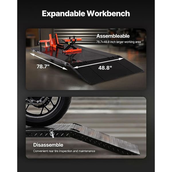 VEVOR Motorcycle Lift Table, 1500 lbs. Capacity, Pneumatic Jack