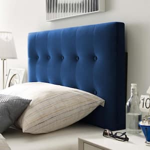 Lily Navy Biscuit Tufted Twin Performance Velvet Headboard
