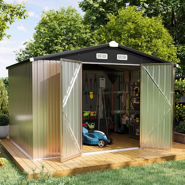 Sizzim 10 ft. W x 8 ft. D Outdoor Metal Shed with Vents and Lockable Doors 80 sq. ft.