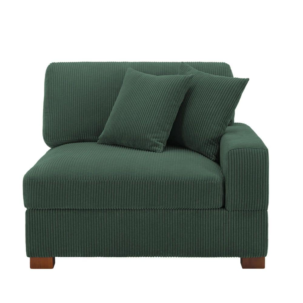 Modern Right Arm Facing Hunter Green Corduroy Fabric Sectional Corner Arm Chair with 2-Pillows (Set of 1) price history on PriceWatchPro