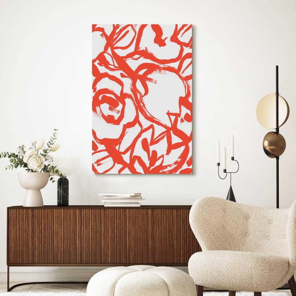 Scarlet Blooms Red Floral Tempered Glass Wall Art Set
