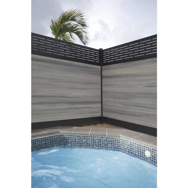 Euro Style 6 ft. H x 6 ft. W Lattice Top Oxford Grey Aluminum/Composite Horizontal Fence Section