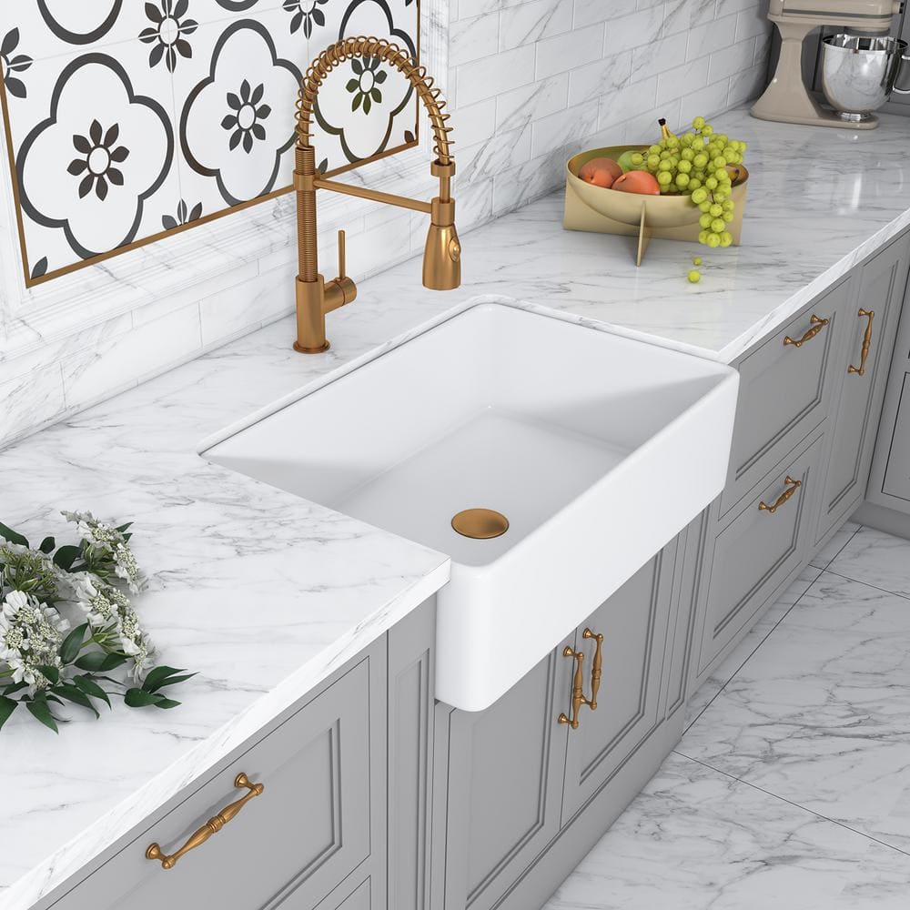 Treviso White Fireclay 30" Single Bowl Farmhouse Sink