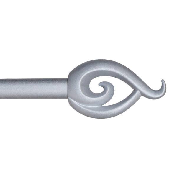 Lavish Home 48 in. - 86 in. Telescoping 3/4 in. Single Curtain Rod in Silver with Flame Finial