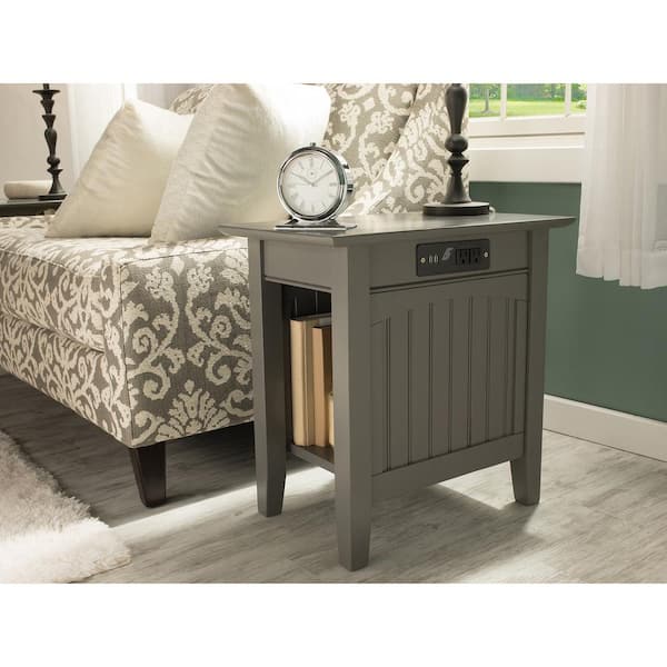 AFI Nantucket Grey Chair Side Table with Charger
