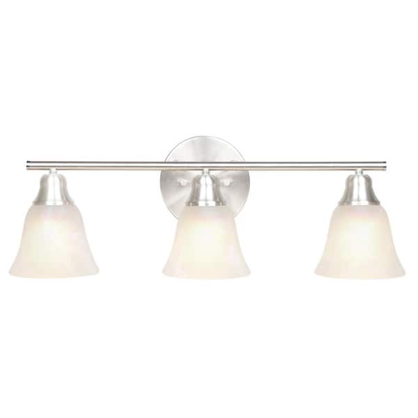 Lasaideal Kastle 24 in. 3-Light Brushed Nickel Traditional Bathroom Vanity Light Fixture with Alabaster Glass Shades