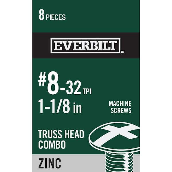 Everbilt #8-32 x 1-1/8 in. Combo Truss Head Zinc Plated Machine Screw (8-Pack)