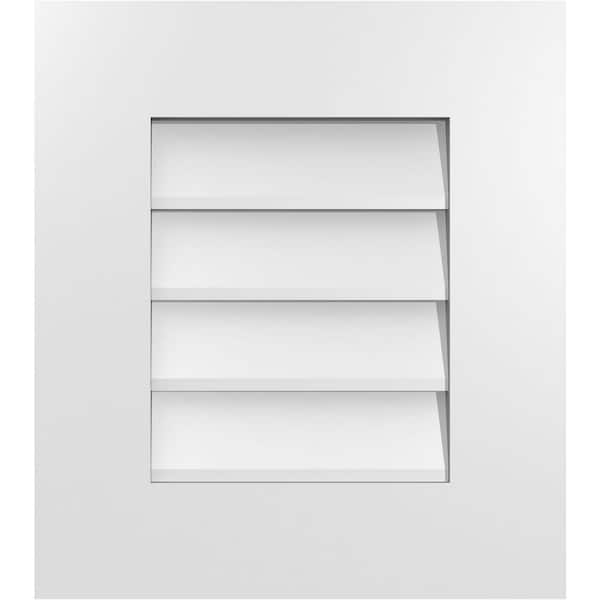 Ekena Millwork 16 in. x 18 in. Rectangular White PVC Paintable Gable Louver Vent Non-Functional