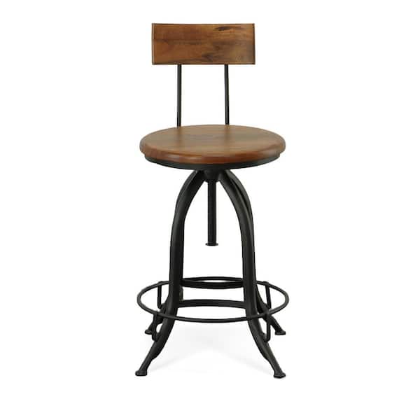 Ryder Adjustable Height Black and Chestnut Bar Stool