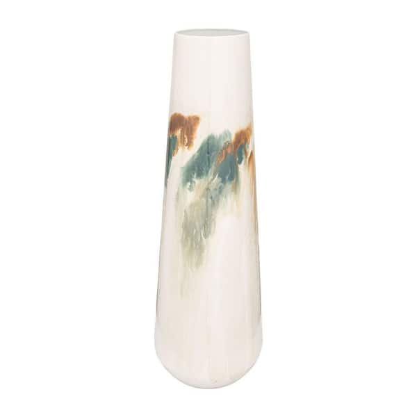 Liv & Skye 23.75 in. White Metal Colored Stained Decorative Vase
