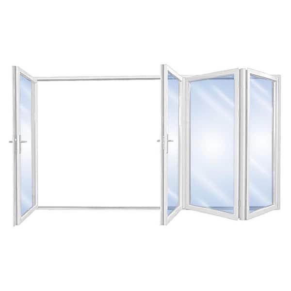 Avora Elite 120 in. x 84 in. White Left to Right Outswing Aluminum Folding Patio Door