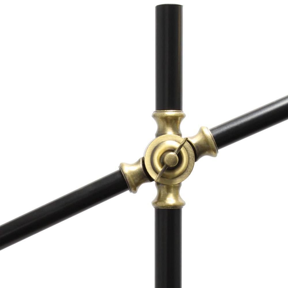 58'' Matte Black and Brass Adjustable Floor Lamp
