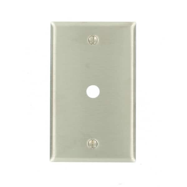 Leviton 1-Gang Stainless Steel 302 Non-Magnetic 0.406 in. Phone/Cable Metal Standard Wall Plate (1-Pack) 84061-40